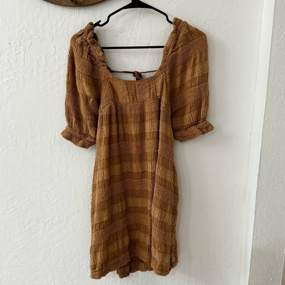 Free People Bask in the Sun Tunic Babydoll Textures Open Back Dress XS - Picture 2 of 14